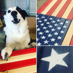 Antiqued Cedar American Flag