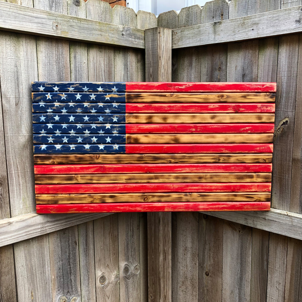 Antiqued Cedar American Flag