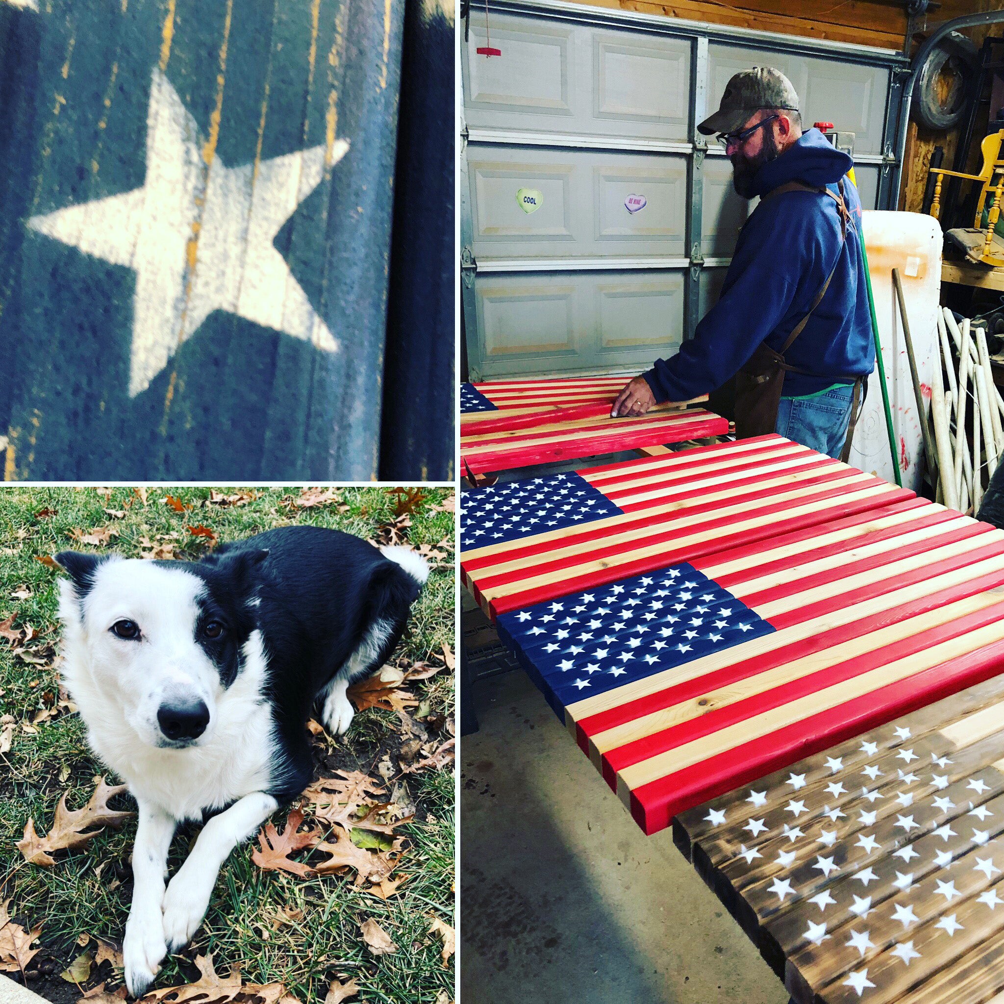 Antiqued Cedar American Flag