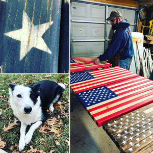 Antiqued Cedar American Flag