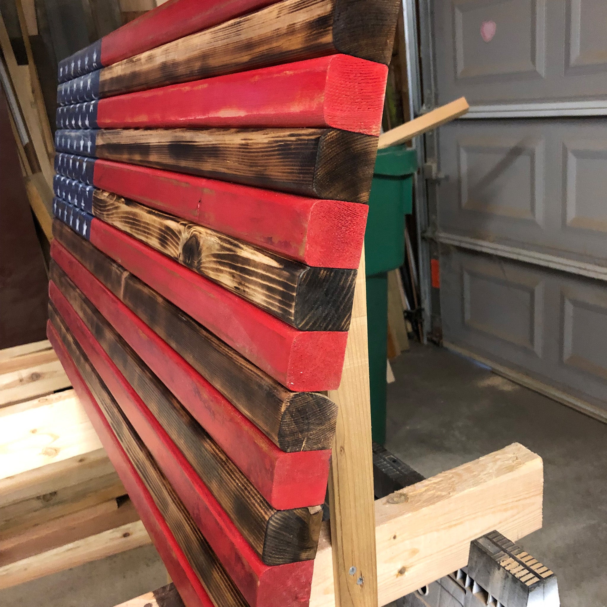 Antiqued Cedar American Flag