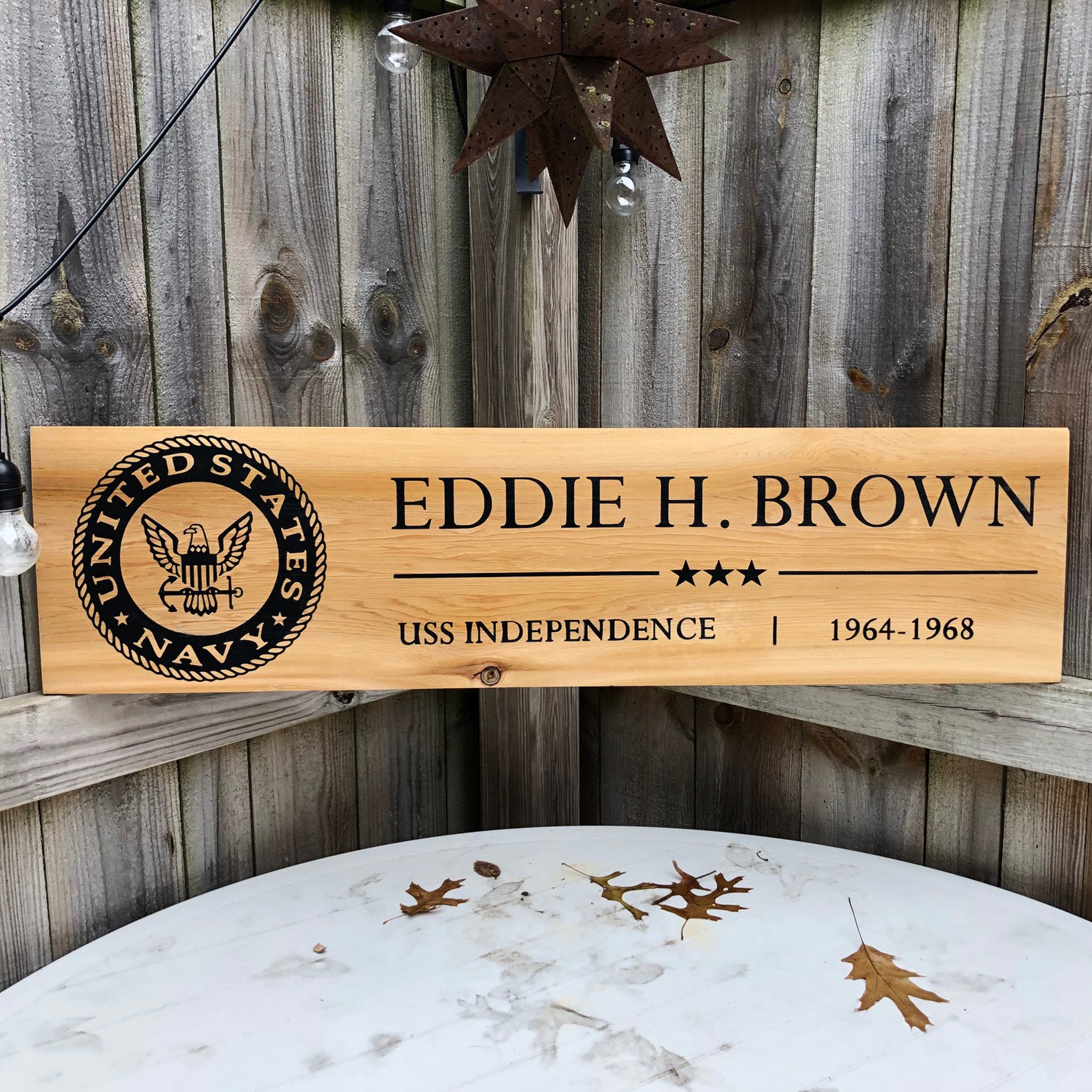 US Navy Hand Painted Cedar Sign
