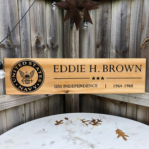 US Navy Hand Painted Cedar Sign