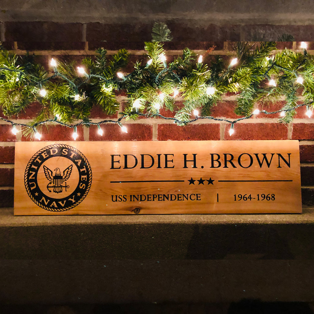 US Navy Hand Painted Cedar Sign