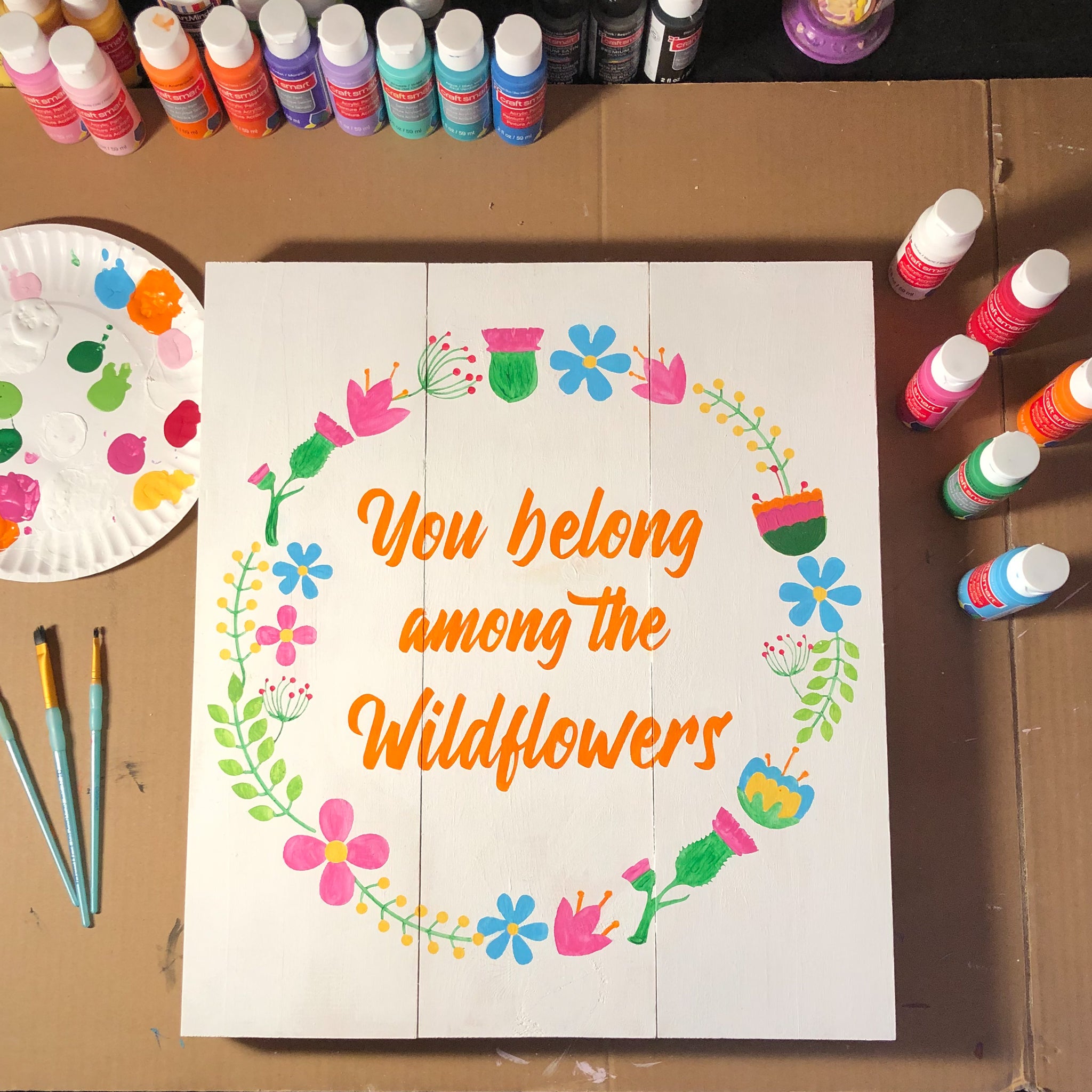 Wildflowers Hand Painted Wooden Sign