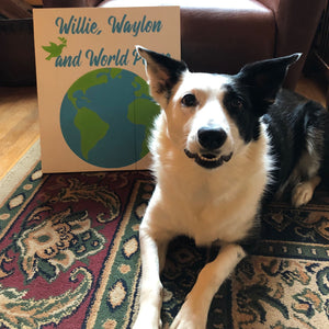 Willie, Waylon and World Peace Hand Painted Wooden Sign